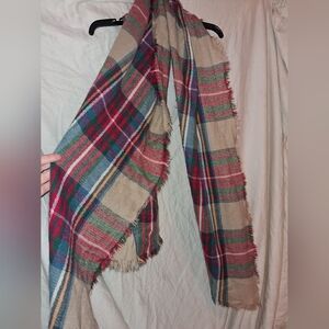 Plaid Fringed Scarf